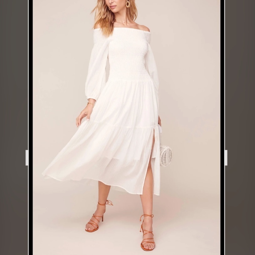 ASTR UTOPIA OFF SHOULDER MIDI Grecian DRESS